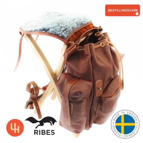 Ribes Ryggsekk i brunt skinn med stol № 7101