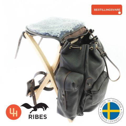 Ribes Ryggsekk i sort skinn med stol № 7101
