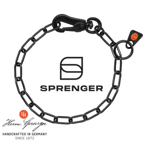 Sprenger Justerbart Kjettinghalsbånd -m/krok - Rustfritt stål sort – 2,0 mm