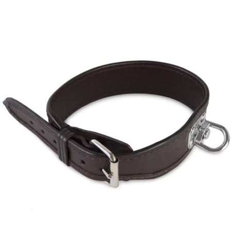 Ettersøks-halsbånd i brunt lær - 35-65 cm m/roterende svivel   