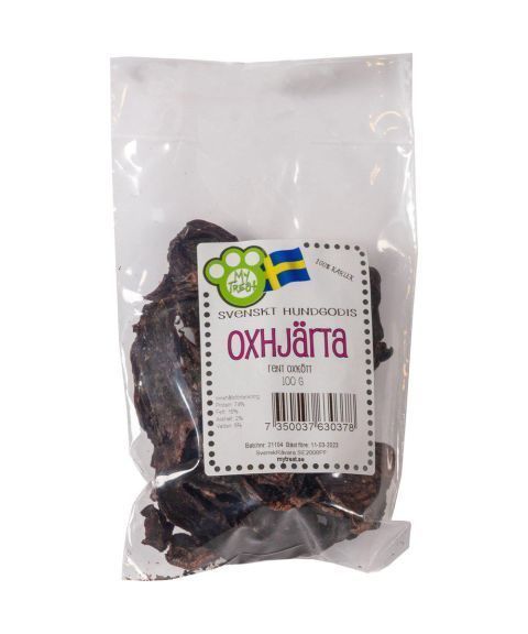 My Treats - Tørket Oksehjerte fra Sverige (Pose a`100 gr.)