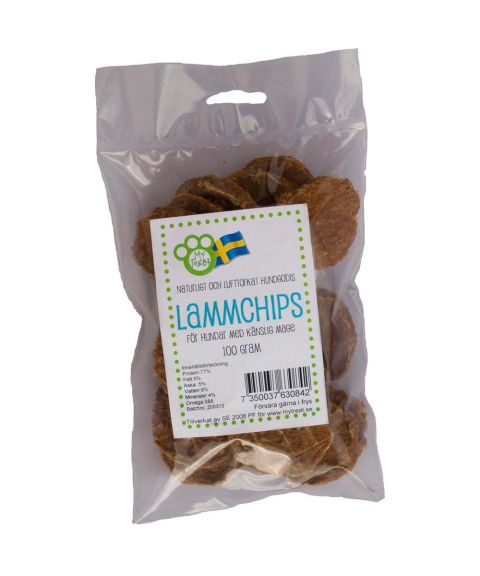 My Treats - Tørket Lammechips fra Sverige (Pose a`100 gr.)